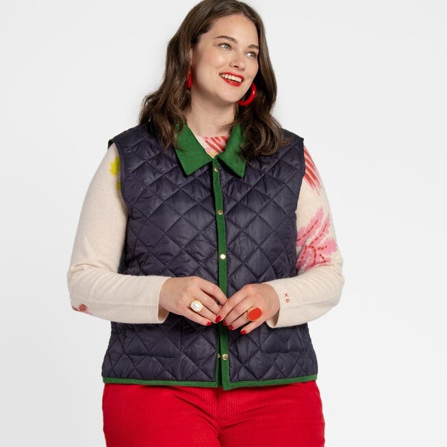 Quilted Vest Navy, Navy / Navy, hi-res image number null