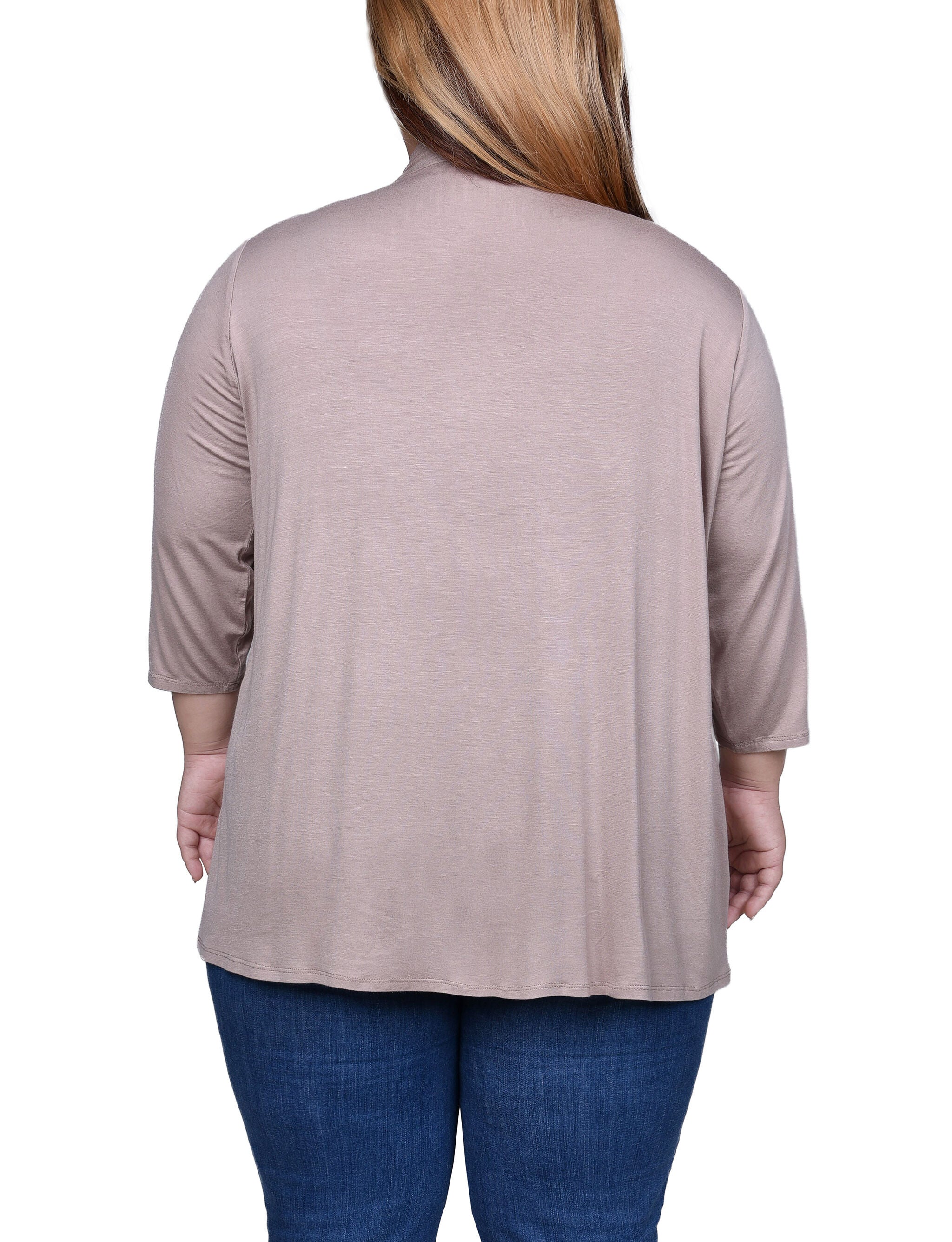3/4 Sleeve Solid Cardigan, Fossil, alternate image number 1
