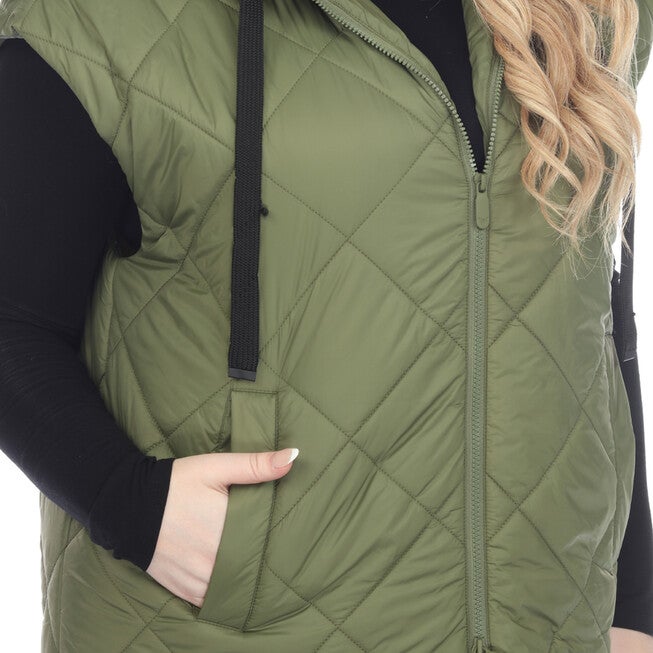 Women's Diamond Quilted Hooded Puffer Vest, , alternate image number 8