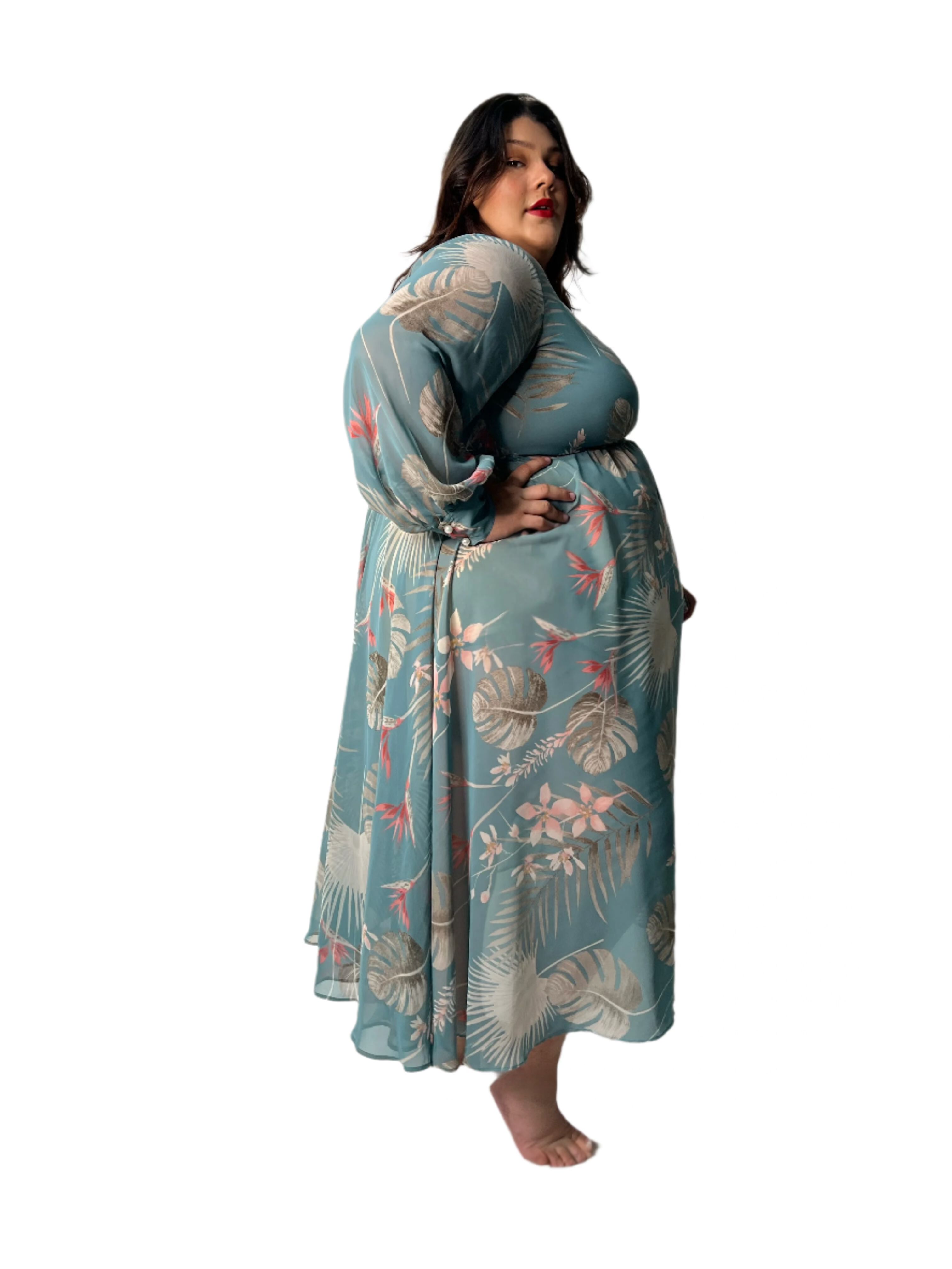 Midi Wrap Dress, Bora Bora / Light Blue, alternate image number 3