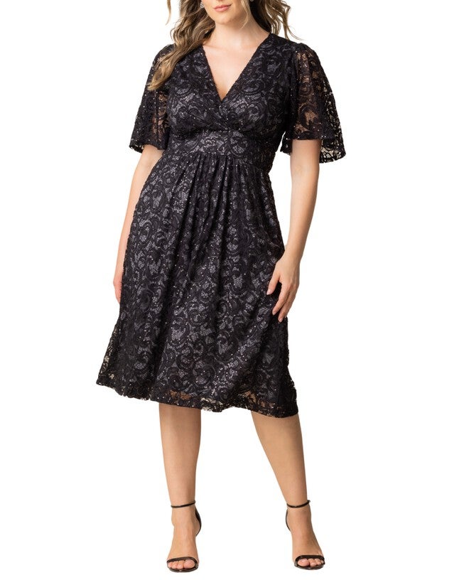 Starry Sequined Lace Cocktail Dress, STORM GREY / Black, hi-res image number 0