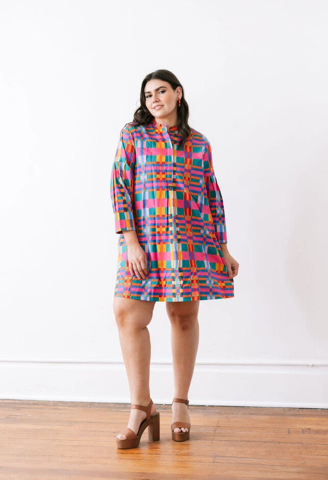 Que Paso Plaid Milly Dress, Plaid Multi / Hunter Green, alternate image number null
