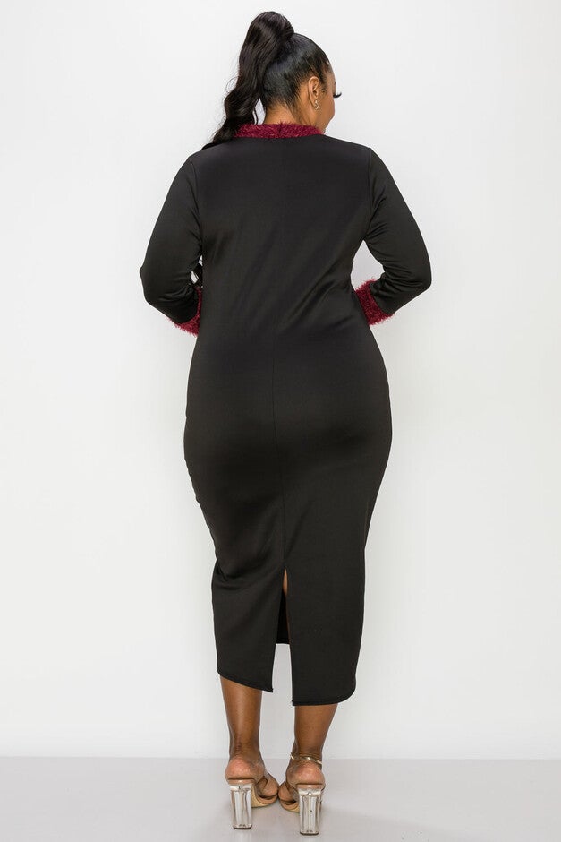 KAIA FEATHER DRESS, BlackBurgundy / Black, alternate image number 4