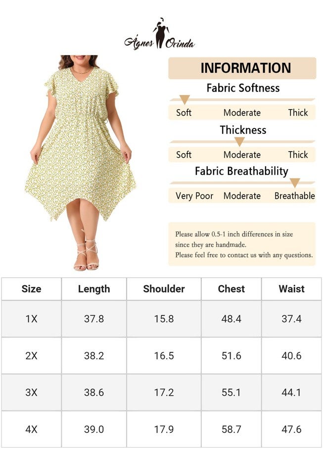 Ruffle Asymmetric High Low Midi Floral Dress, White / White, alternate image number 4