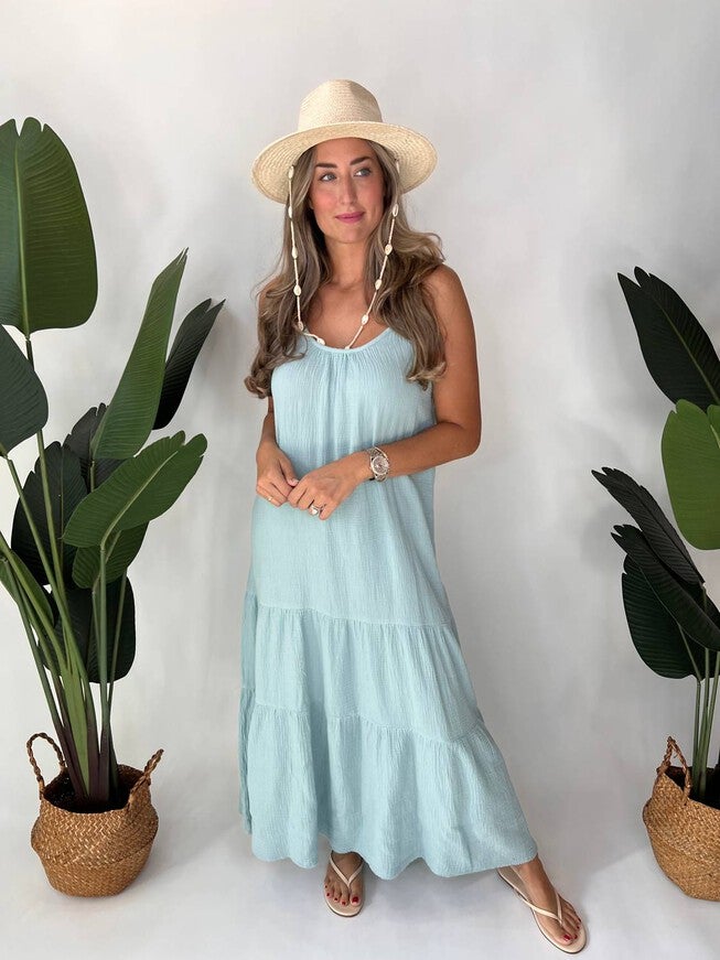 GAUZE DRESS IN SKY BLUE, Sky Blue / Light Blue, alternate image number null