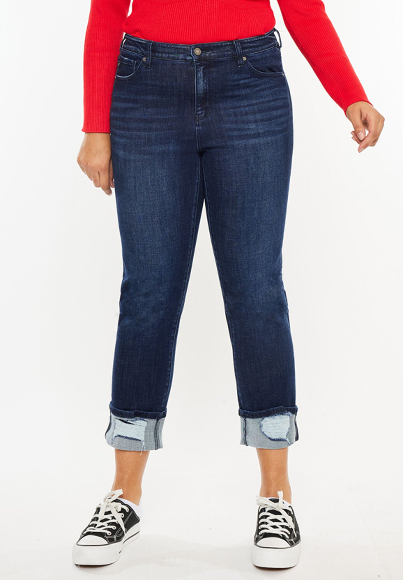 Raven Mid Rise Skinny Straight (Plus Size), Dark Wash / Dark Wash, alternate image number 1