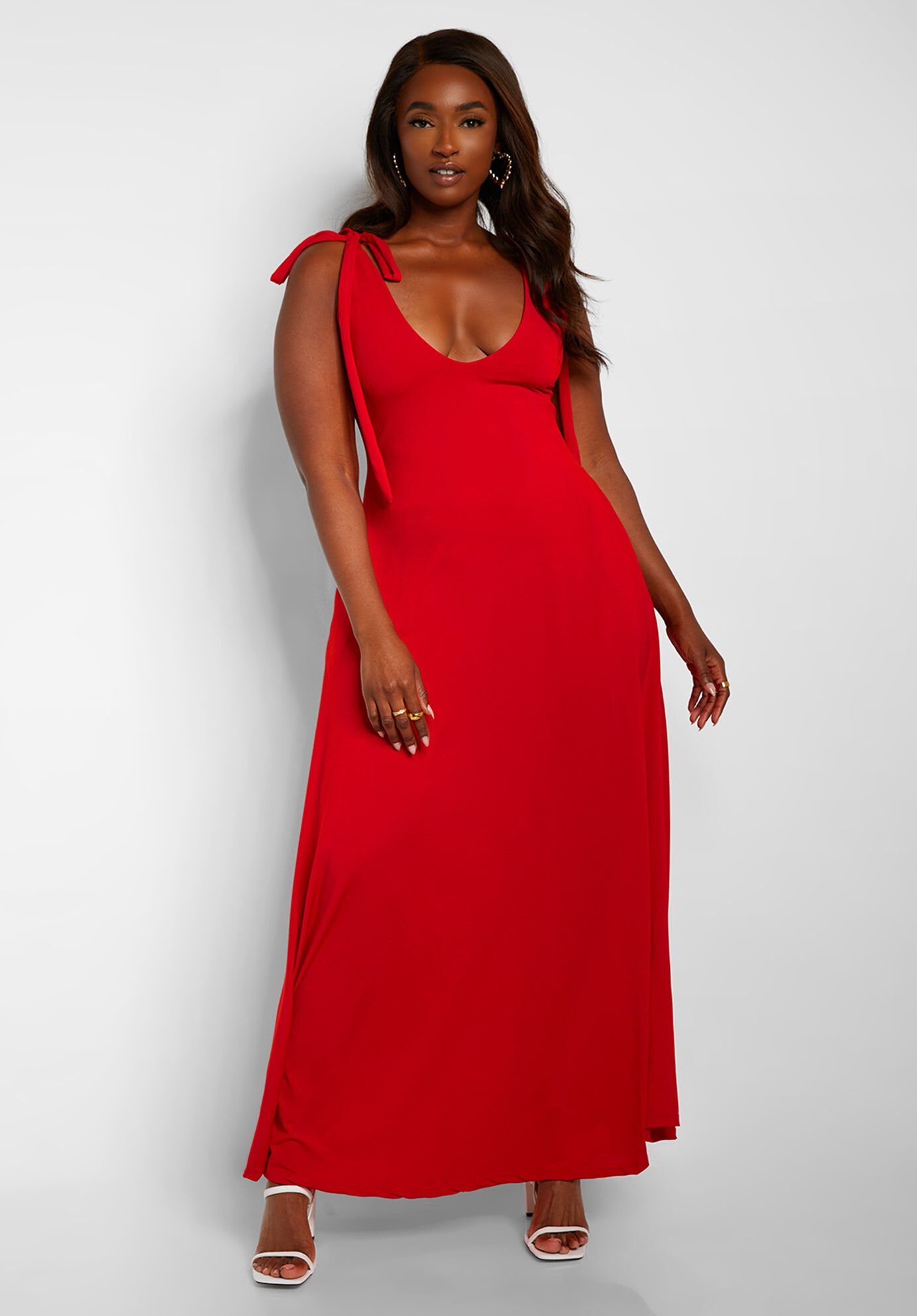 All You Need Maxi Skater Dress W. Pockets, Red / Red, alternate image number 1