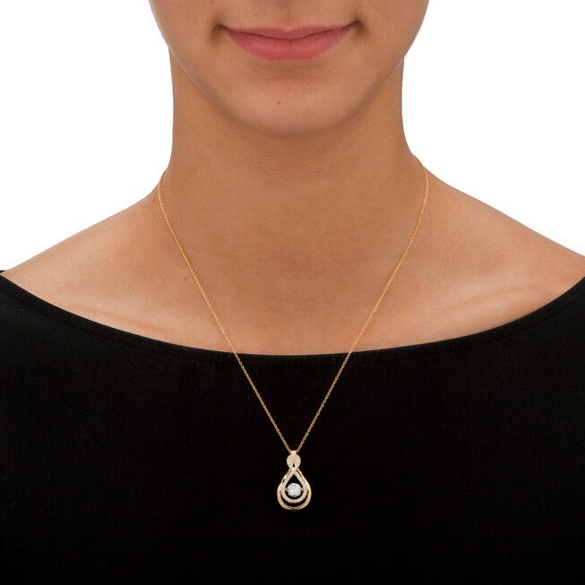1.25 TCW "CZ in Motion" Drop Necklace 14k Gold-plated Sterling Silver, White / White, alternate image number null