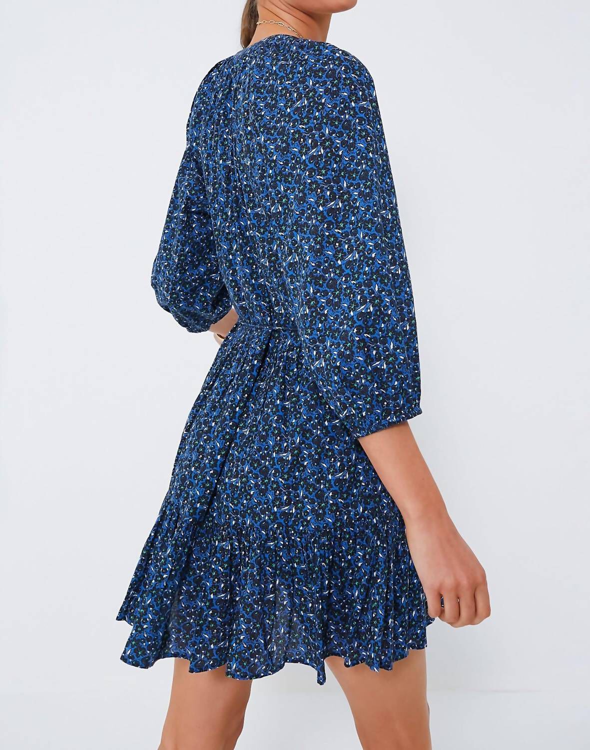 MINI MITTE DRESS IN SPAGLIATO FLORAL BLUE, , alternate image number 7