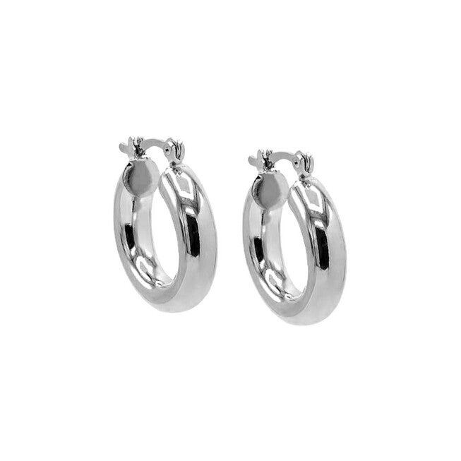 Adina's Chunky Hollow Hoop Earring Silver 25 MM, Silver / Silver, hi-res image number 0