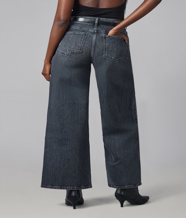 COLETTE-GG High Rise Wide Leg Jeans, Grit Gray / Charcoal Grey, alternate image number 2