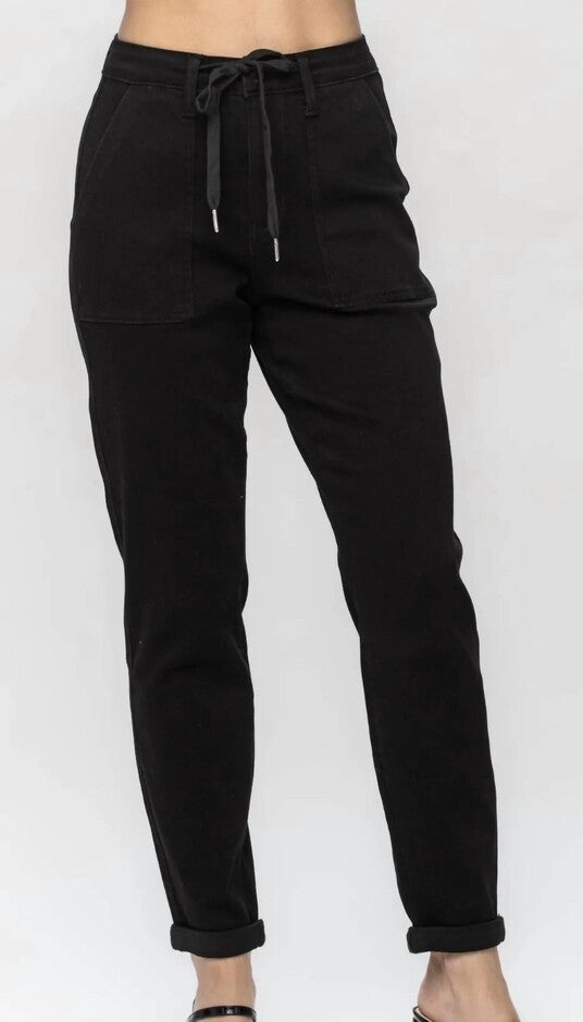 Double Cuff Joggers, Black / Black, hi-res image number null