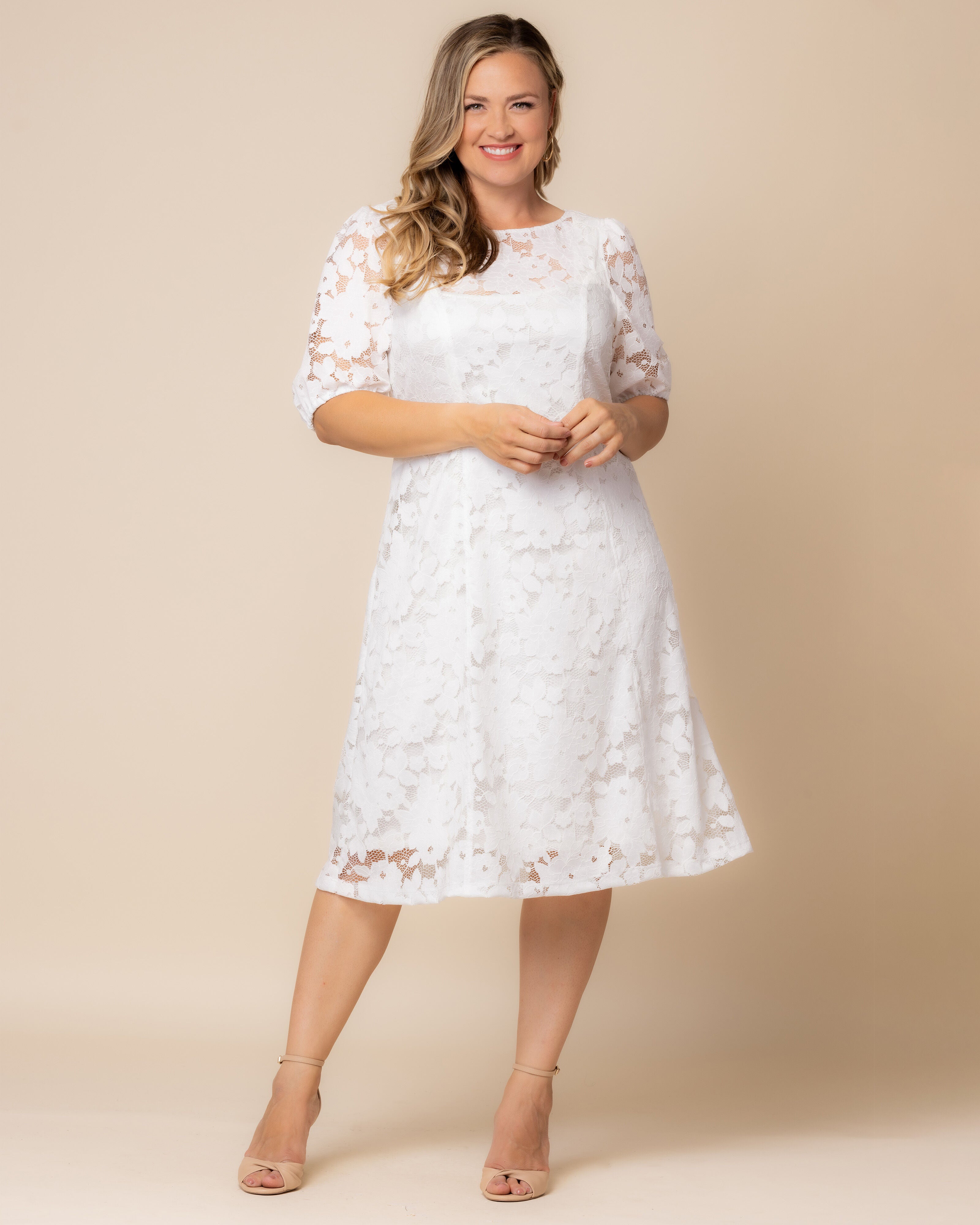 Emma Lace Shift Dress, White / White, alternate image number 4
