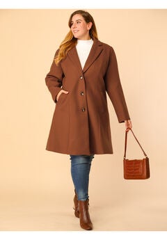 SINGLE BREASTED NOTCHED LAPEL LONG WINTER COAT