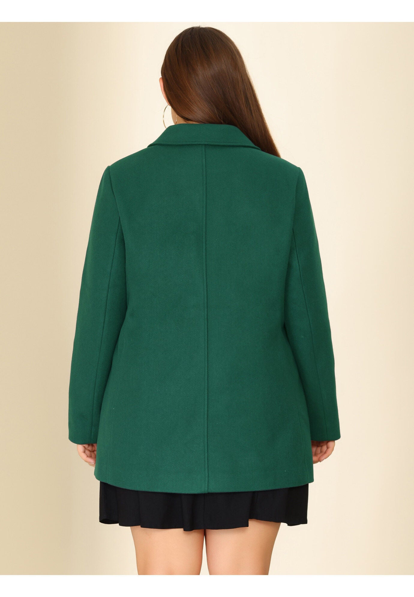 NOTCHED LAPEL DOUBLE BREASTED COAT, Dark Green / Forest Green, alternate image number 3