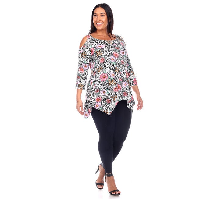 Antonia Cold Shoulder Tunic, Leopard / Brown, alternate image number 2