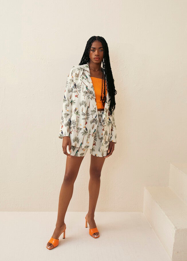 Tropics Printed Boyfriend Blazer, , alternate image number 4