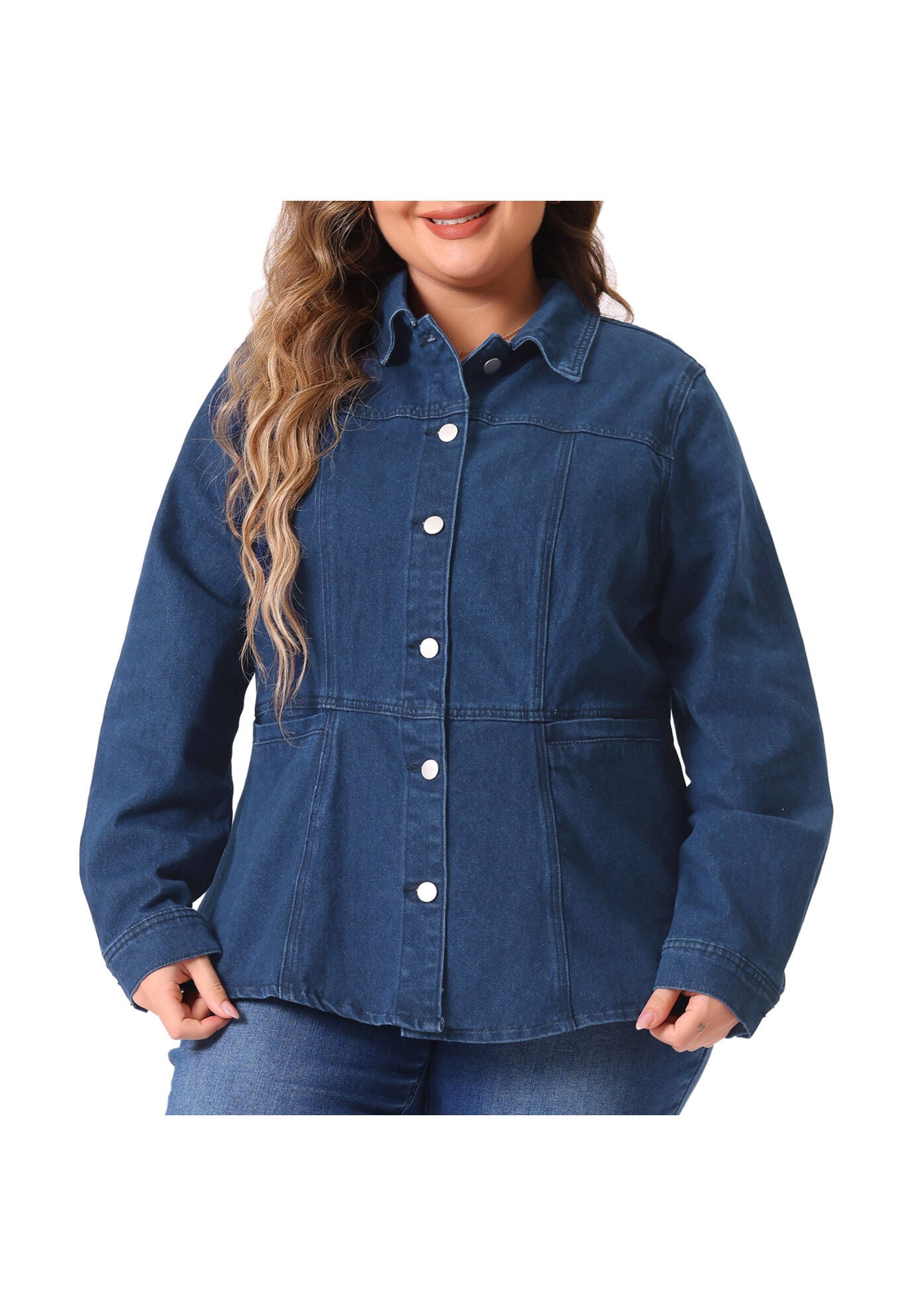 FRONT WASHED BUTTON DENIM JEAN JACKET, Black Blue / Navy, alternate image number 2