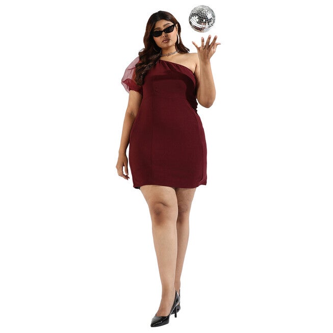 Women Solid Maroon Casual Dresses, Red / Red, alternate image number null