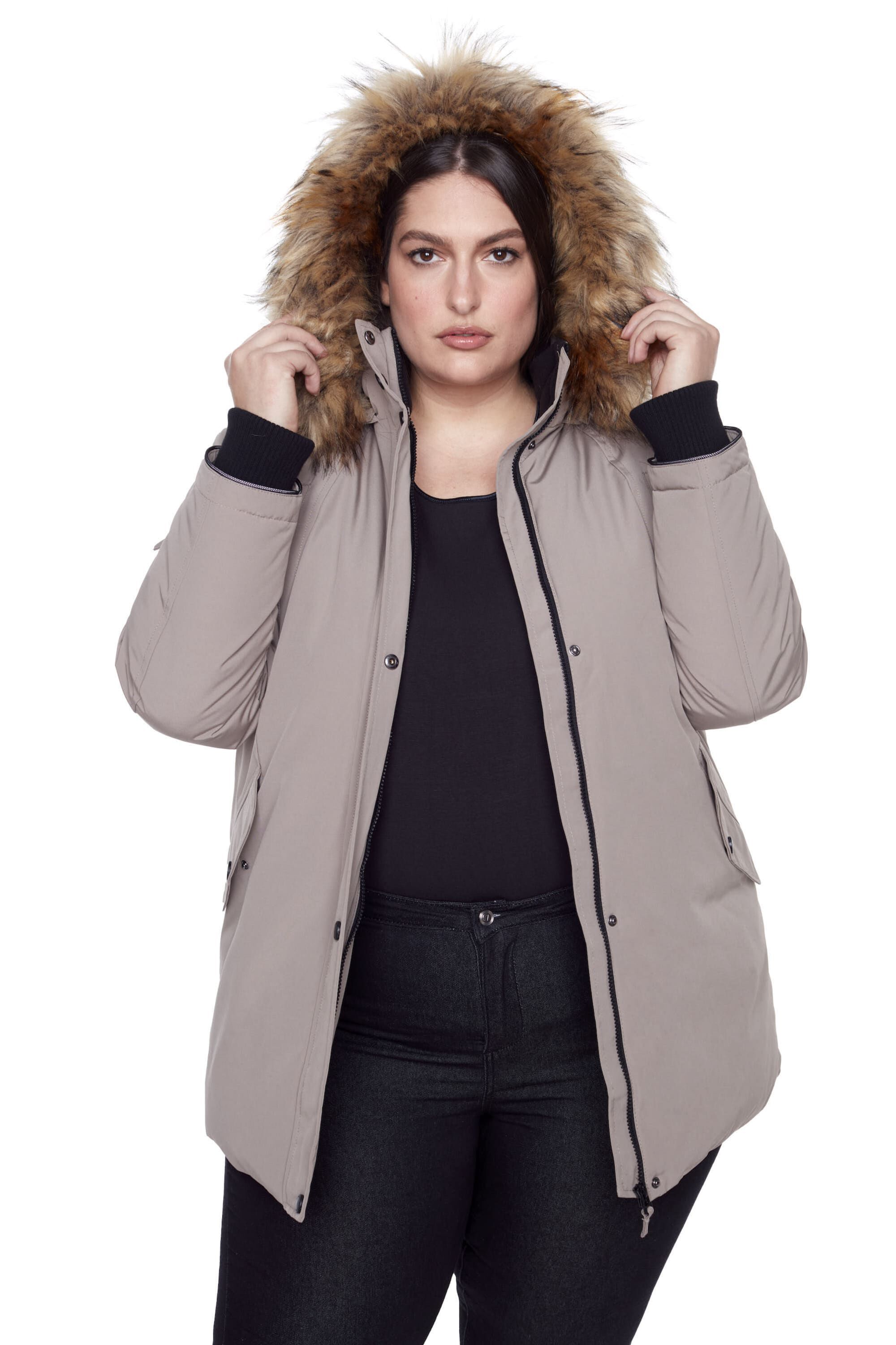 GLACIER | Vegan Down Recycled Parka Winter Jacket, Taupe / Taupe, alternate image number 2