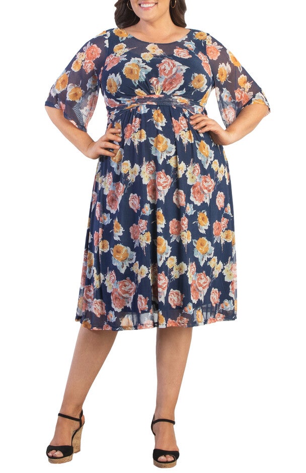 Katarina Mesh Dress, BRUSHED FLORALS / Navy, hi-res image number 0