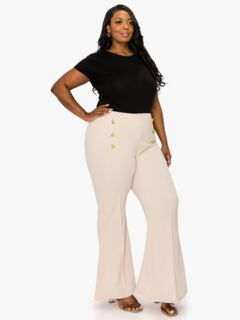 RUTH HIGH WAISTED FLARE PANTS, Taupe / Taupe, alternate image number 1