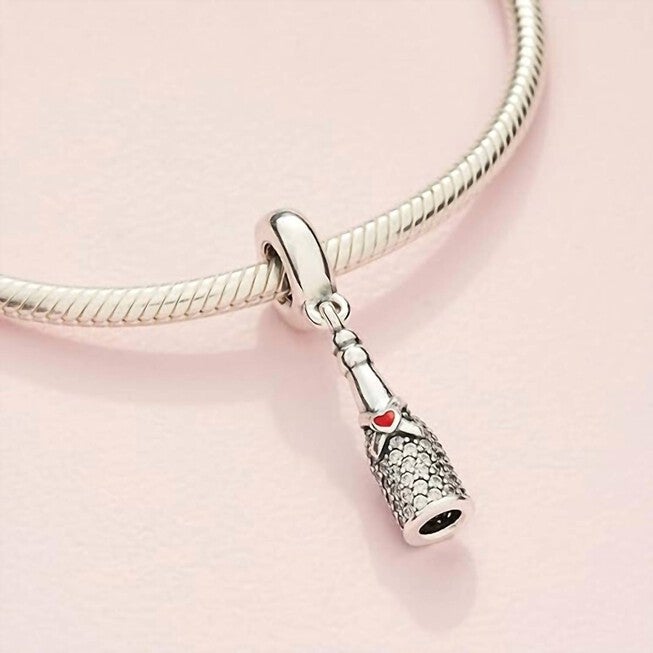 SPARKLING WINE DANGLE CHARM IN SILVER, , alternate image number null