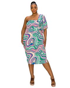 WANDA ONE SHOULDER MIDI DRESS
