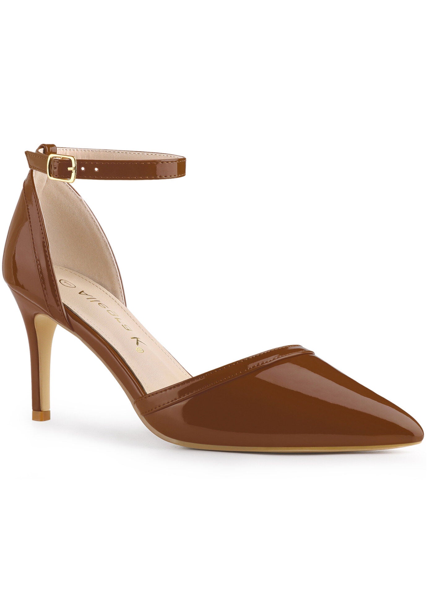 Pointed Toe Stiletto High Heel Pumps Evening Dress Shoes, Brown / Brown, hi-res image number 0