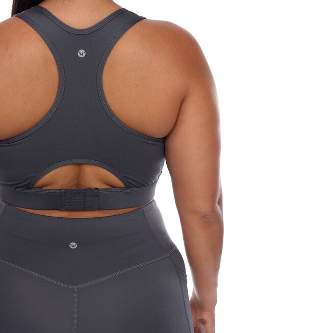 Racer Back Sports Bra, Charcoal / Charcoal Grey, alternate image number 3