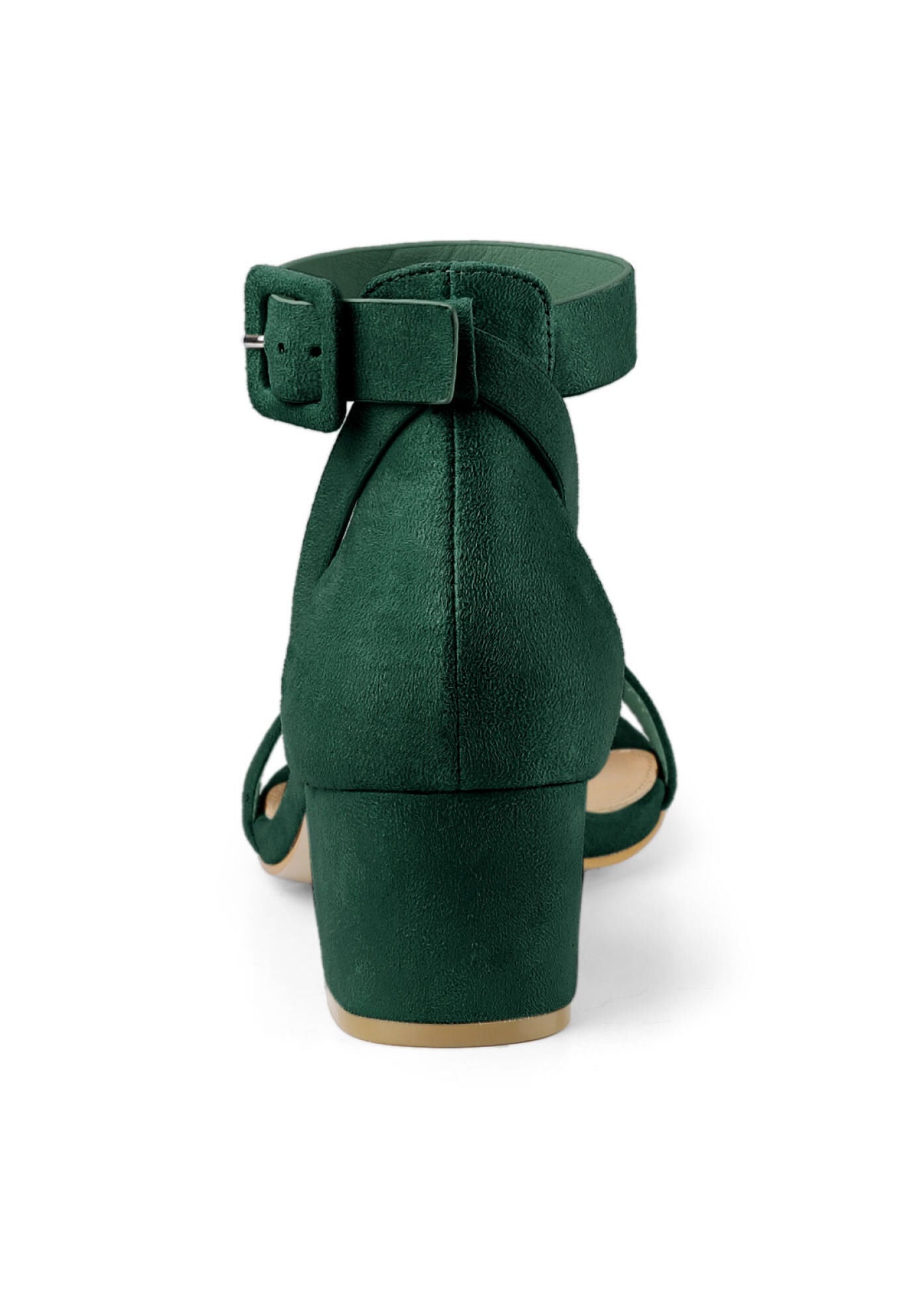 Ankle Strap Block Low Heel Sandal, Green / Forest Green, alternate image number 2