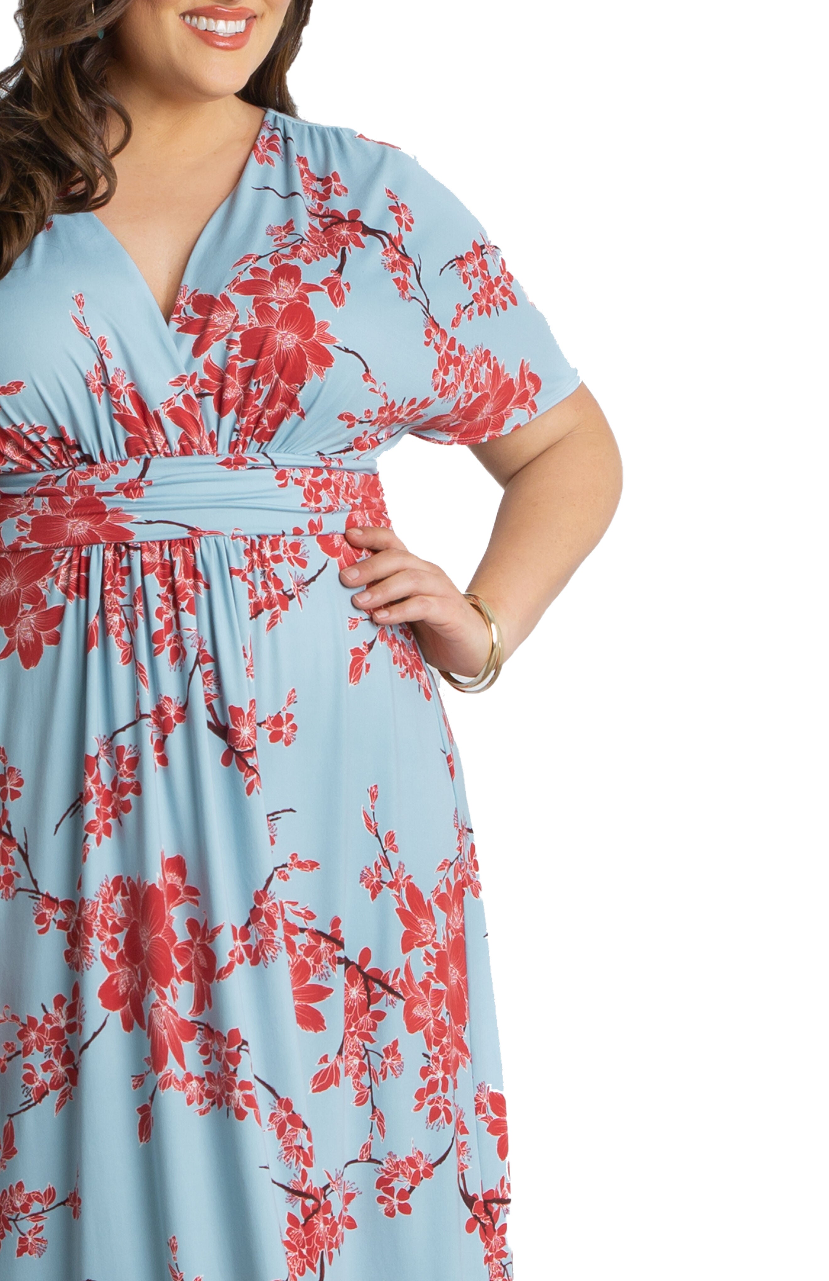 Vienna Maxi Dress, CHERRY BLOSSOM PRINT / Azure Blue, alternate image number 4