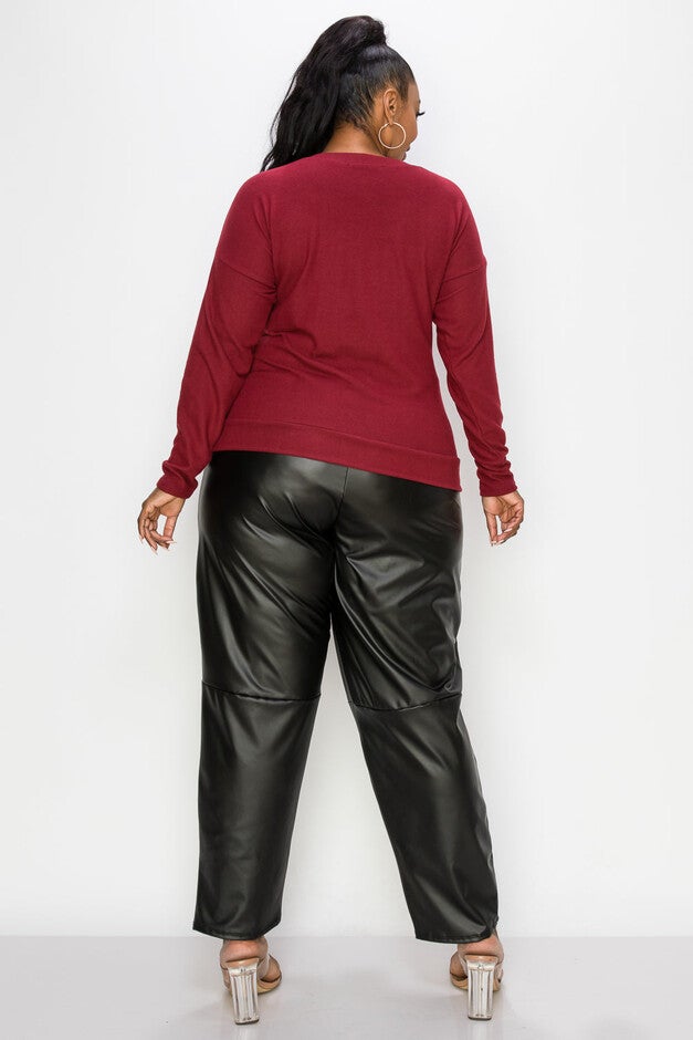 AMY WAIST TIE SWEATER, Burgundy / Burgundy, alternate image number 1