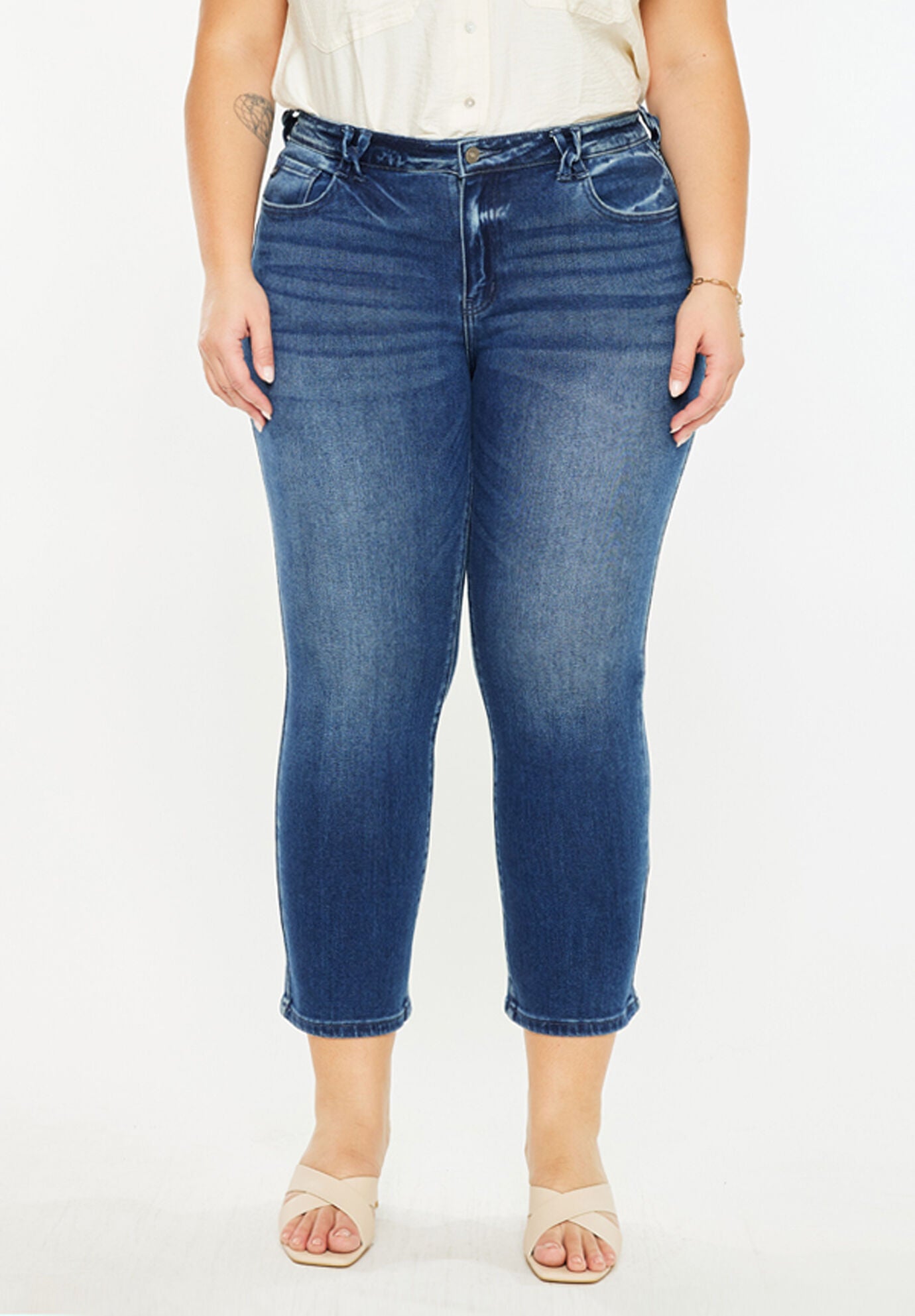 Candice Mid Rise Slim Straight (Plus Size), Dark Wash / Dark Wash, hi-res image number 0