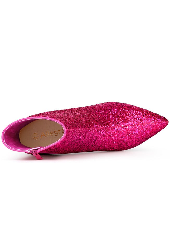 CLEAR BLOCK HEEL GLITTER PARTY BOOTS, Hot Pink / Pink, alternate image number 3