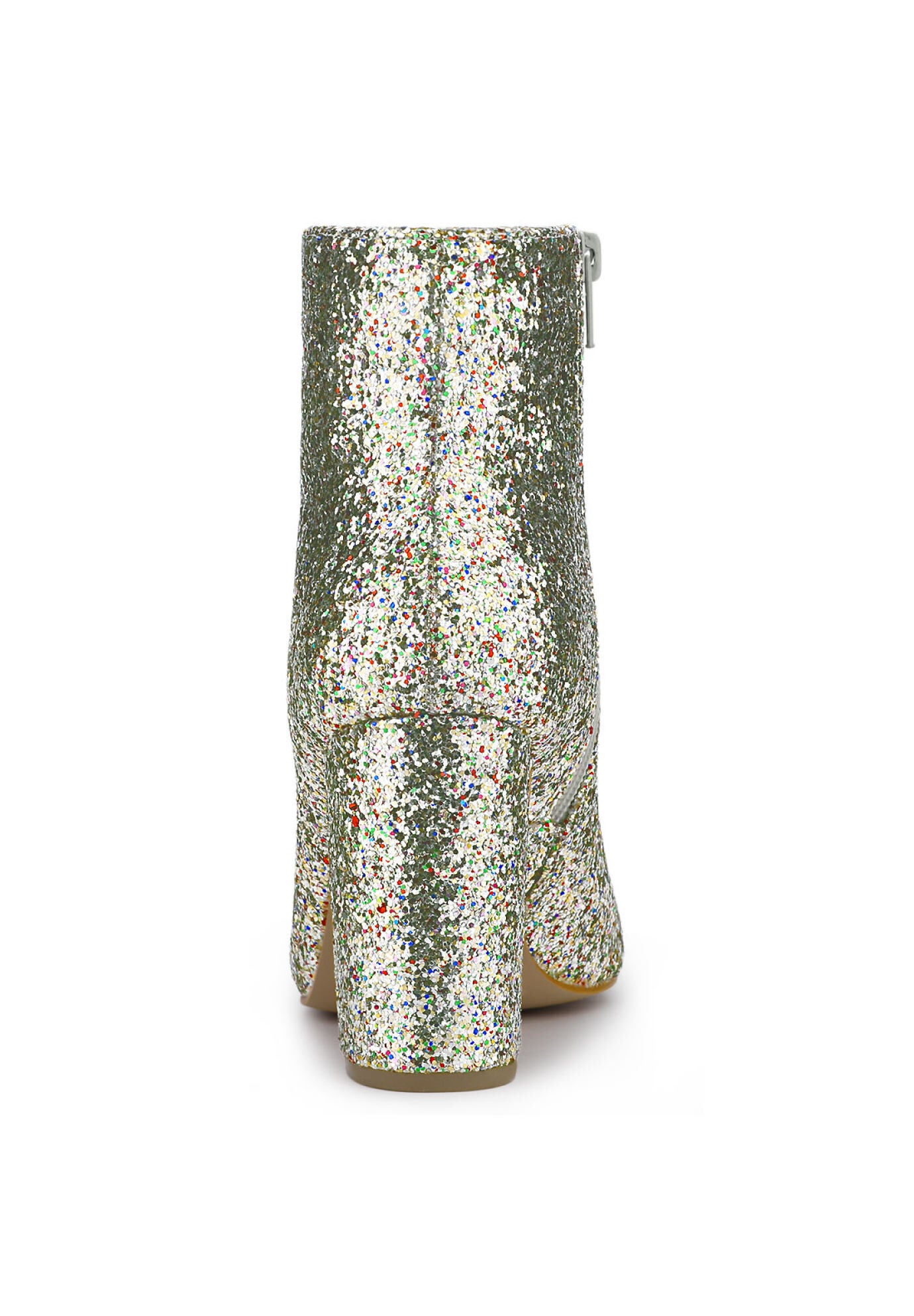 GLITTER POINTED TOE ANKLE BOOTS, Silver / Silver, alternate image number 1