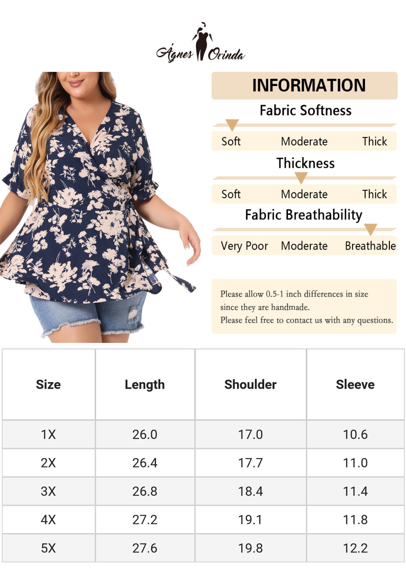 Floral Ruffle Sleeve Faux Wrap Peplum Blouse, Navy Blue / Navy, alternate image number 4