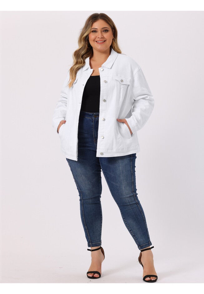 STITCHING BUTTON FRONT WASHED DENIM JACKET, White / White, hi-res image number 0