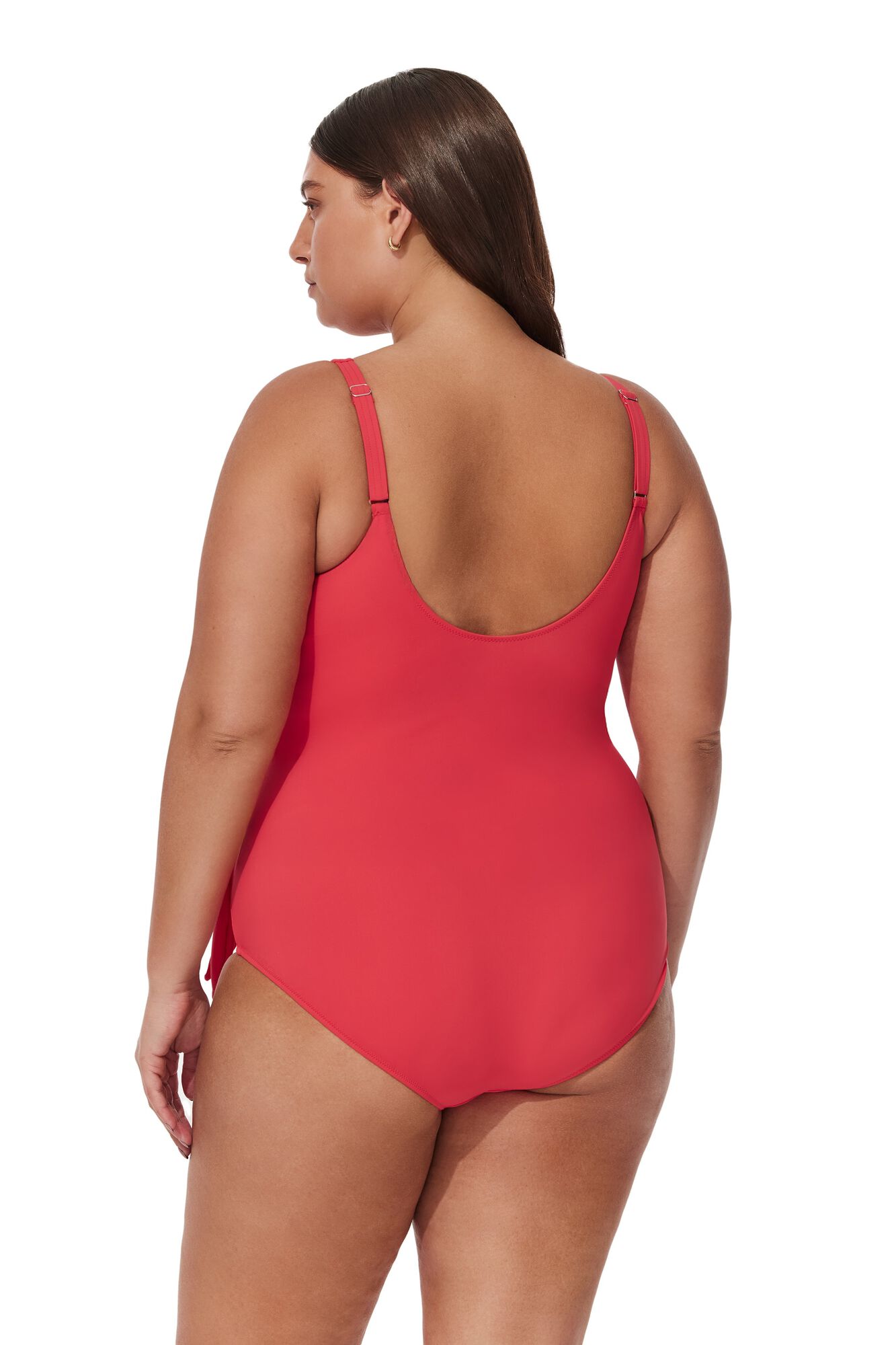 Tutti Frutti Plus Size Ruffle Surplice One Piece, Coral / Coral, alternate image number 1