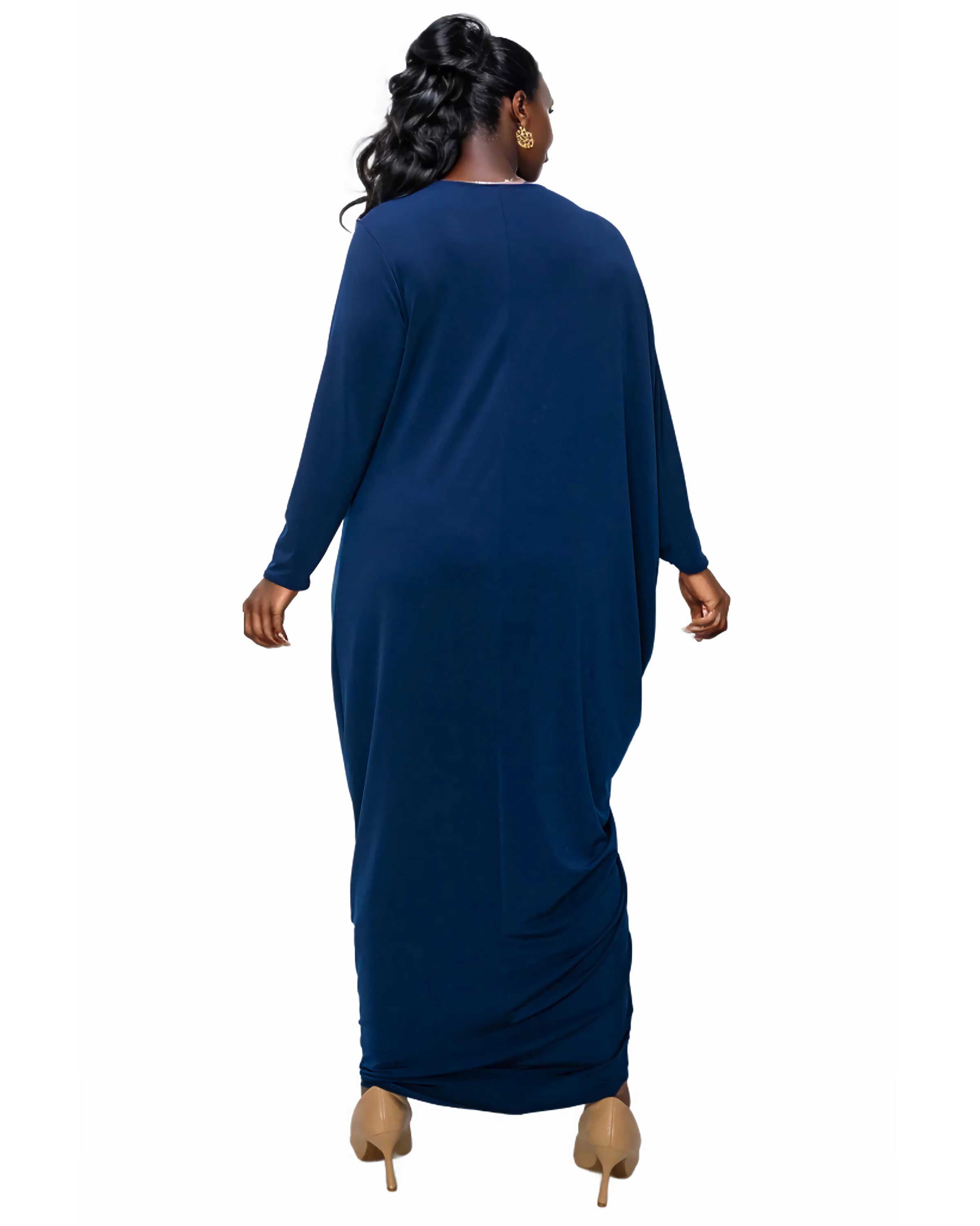 Louella Asymmetrical Maxi Dress, Navy / Navy, alternate image number 2