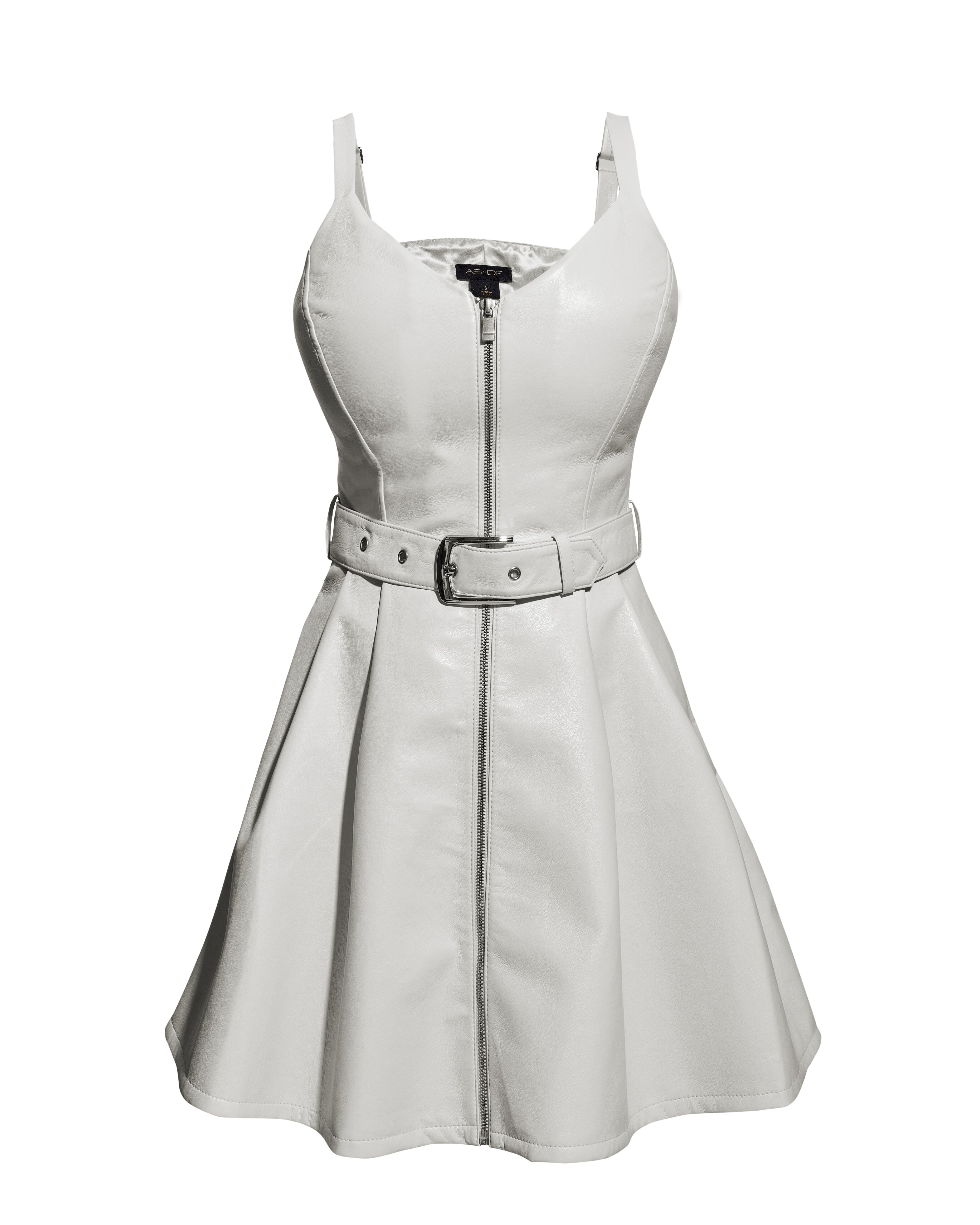 Mikela Recycled Leather Dress, Buttercream / White, hi-res image number 0