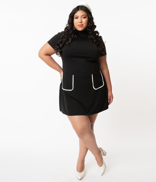Smak Parlour Black Mock Turtleneck Wave Maker Mini Dress, Black / Black, alternate image number 4