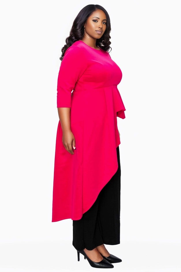 Sanctuary Asymmetrical Peplum Top, Fuchsia / Deep Fuchsia, alternate image number 2