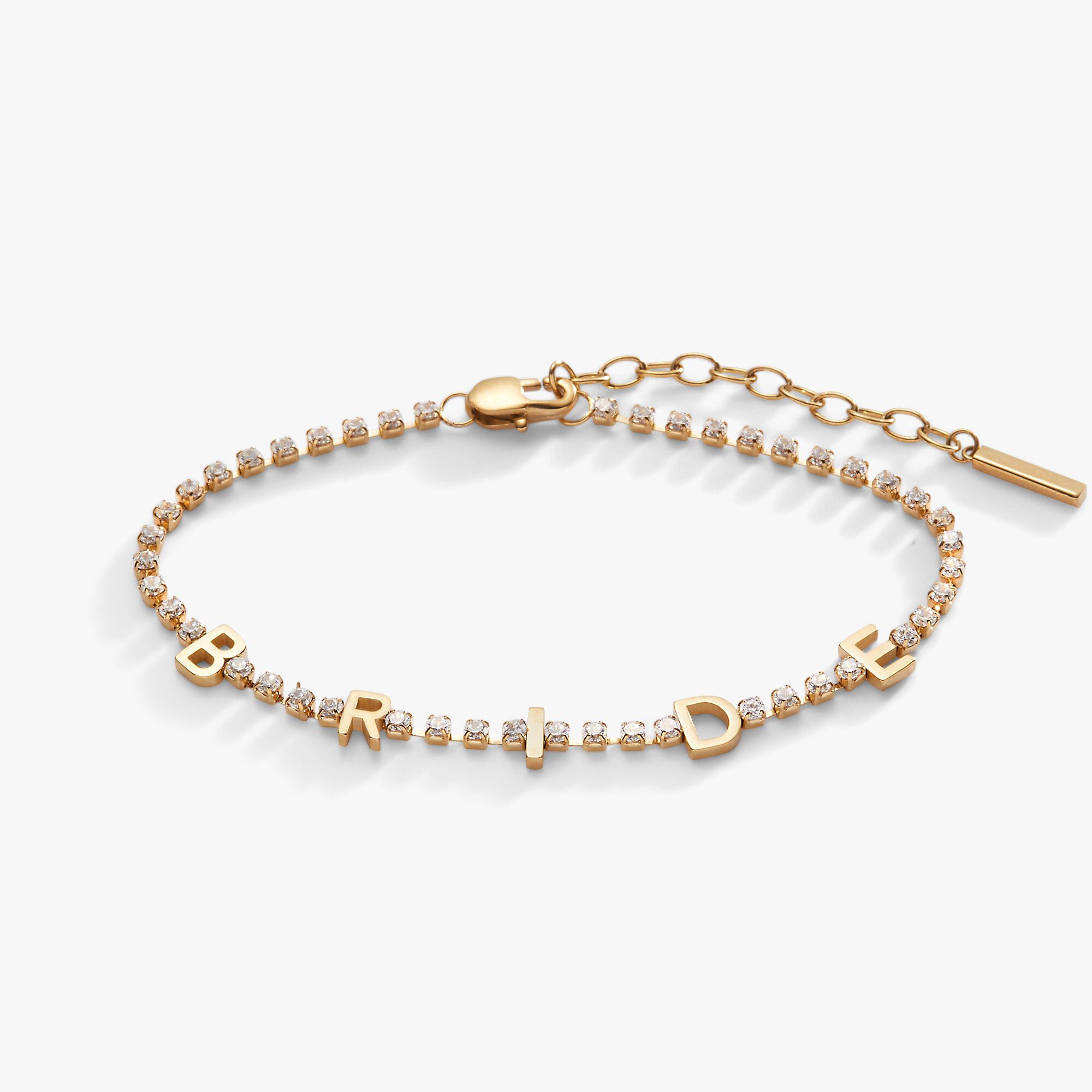 &quot;Bride&quot; Crystal Tennis Bracelet, Gold / Gold, hi-res image number 0