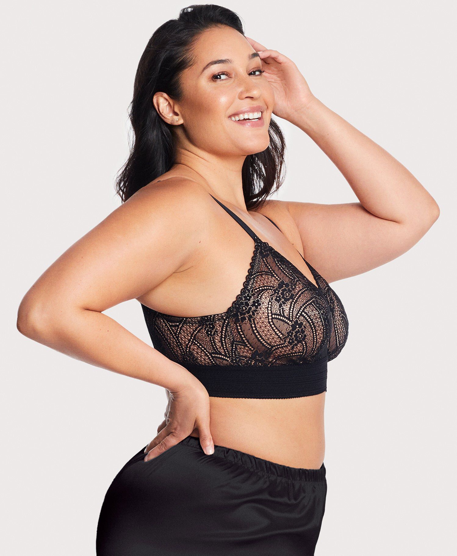 Bramour Gramercy Luxe Lace Bralette, Black / Black, alternate image number 2