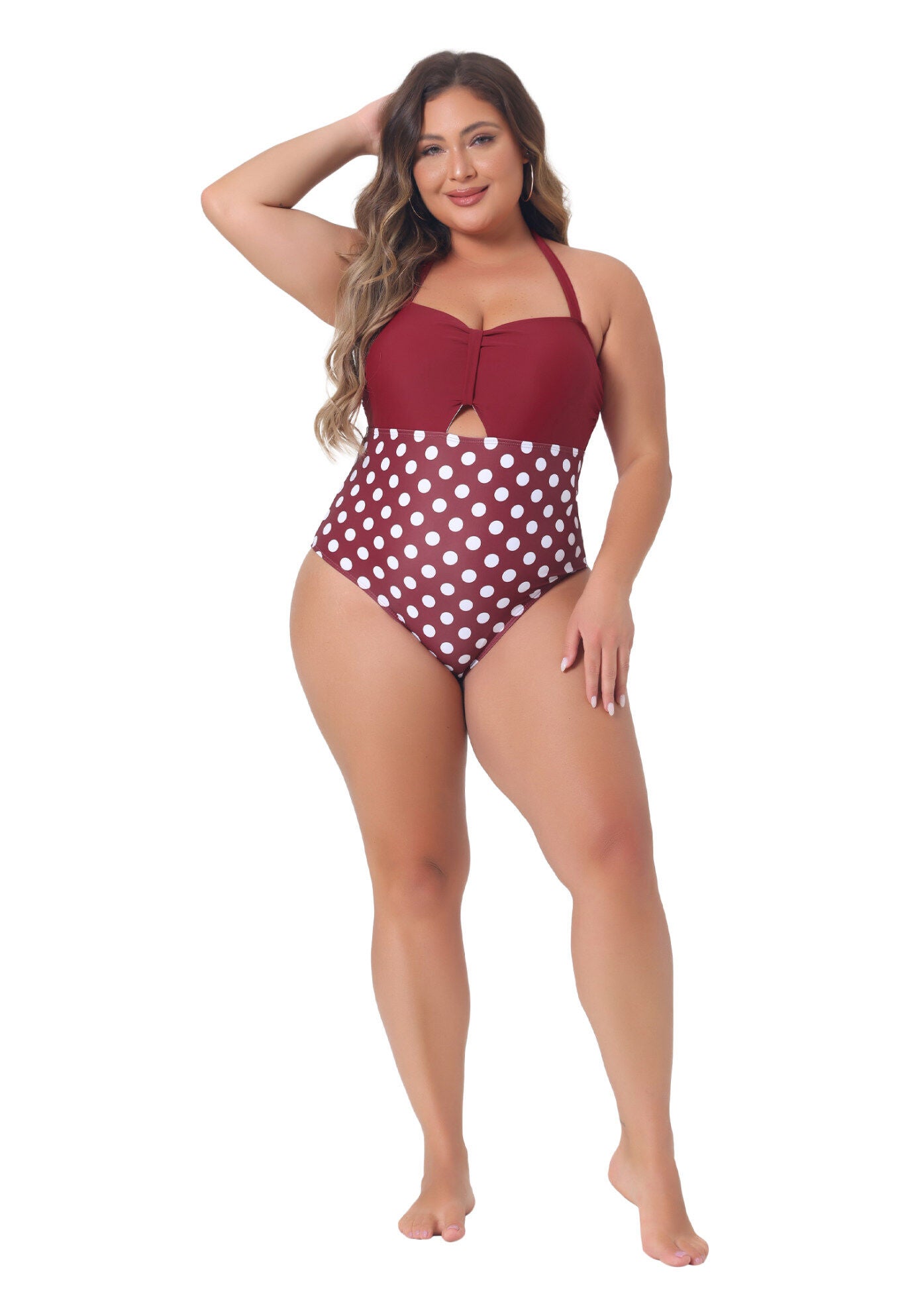 Summer Swimsuit Cutout Swimwear, Red / Red, hi-res image number 0