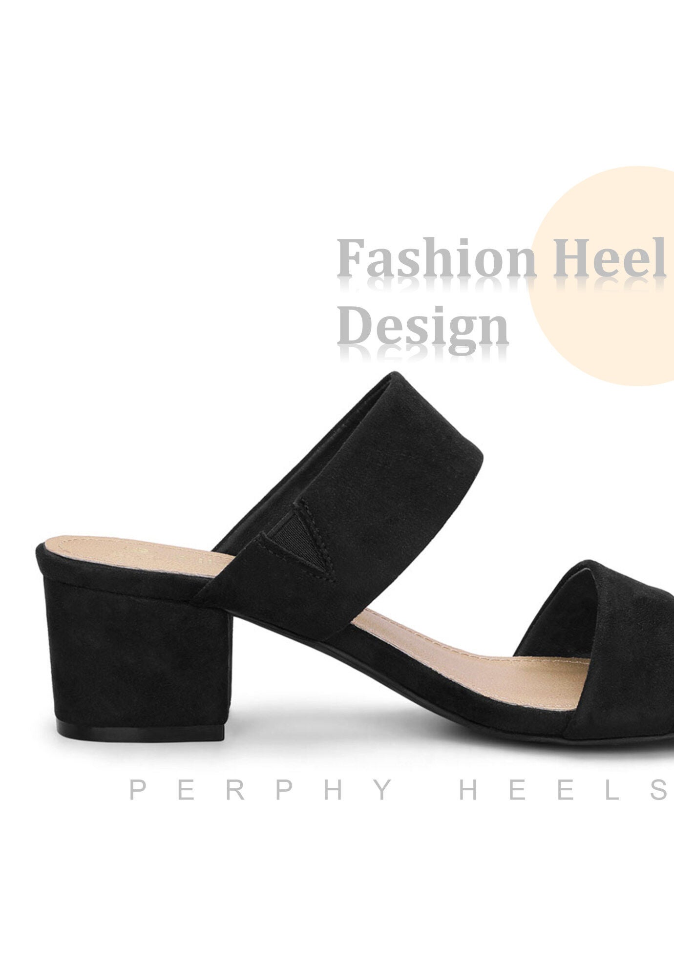 Open Toe Block Heels Slide Sandals, Black / Black, alternate image number 1