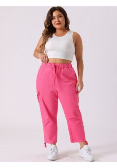 DRAWSTRING ELASTIC WAIST CARGO PANTS