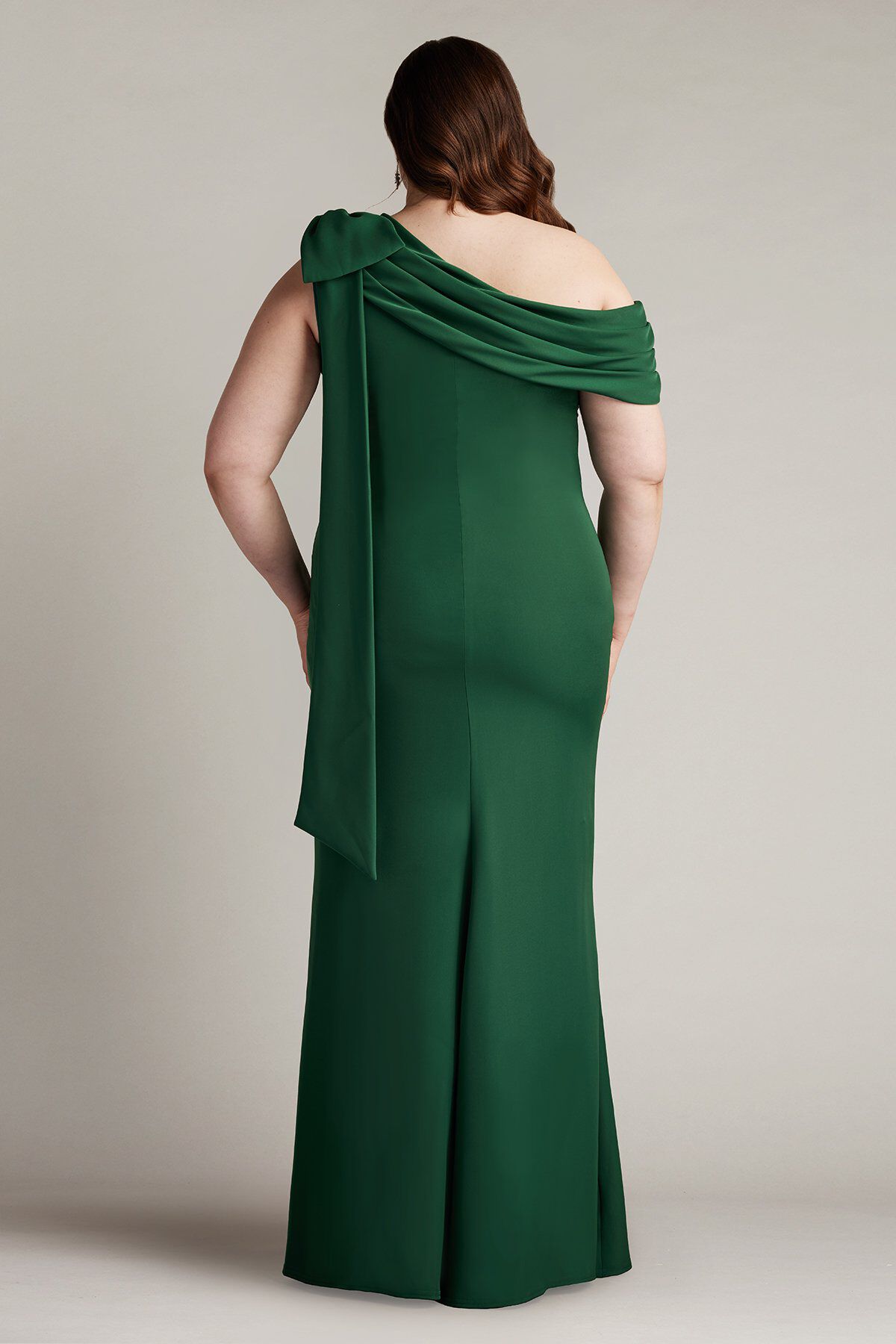 Cassia Bow-Shoulder Crepe Gown - PLUS SIZE, BAMBOO / see-description, alternate image number 1