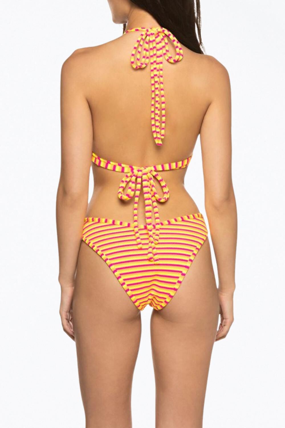 DOPIO DOUBLE-STRAP TRIANGLE HALTERNECK BIKINI TOP IN NEON STRIPE, , alternate image number 5